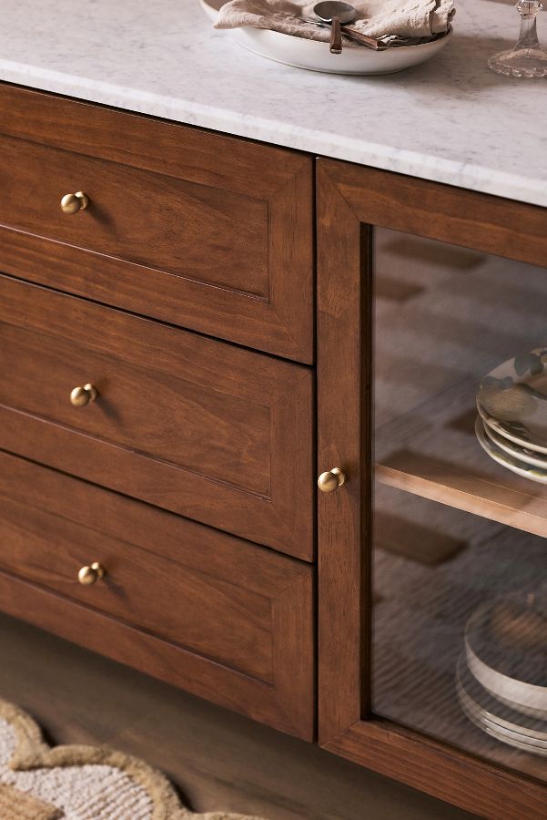 Slide View: 6: Fern Carrara Marble & Wood Buffet