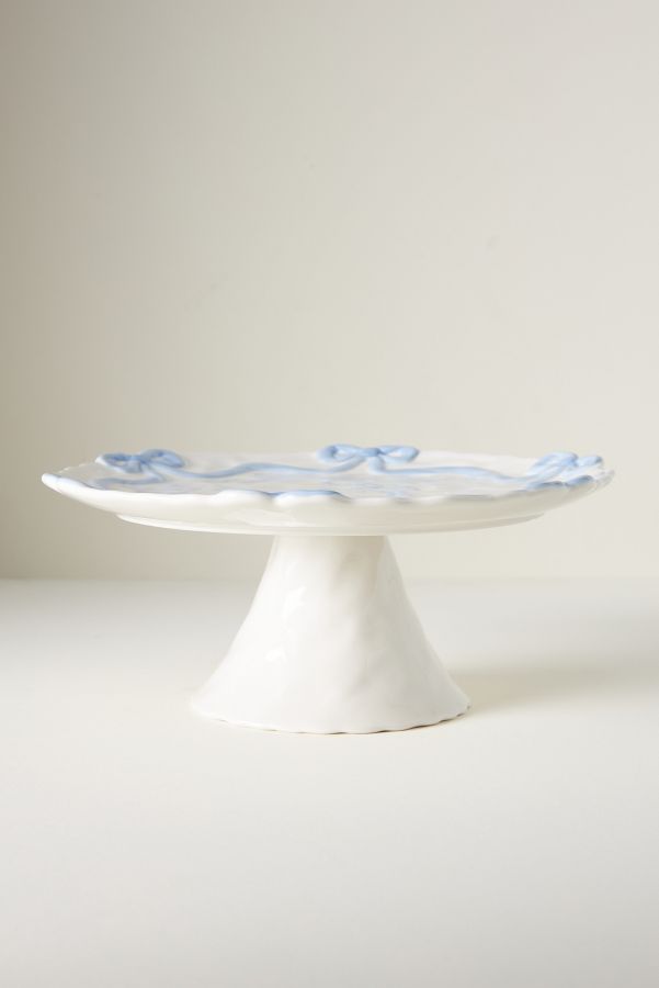 Slide View: 1: Benedita Bow Ceramic Stoneware Cake Stand