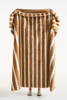 Sophie Stripe Faux Fur Throw Blanket