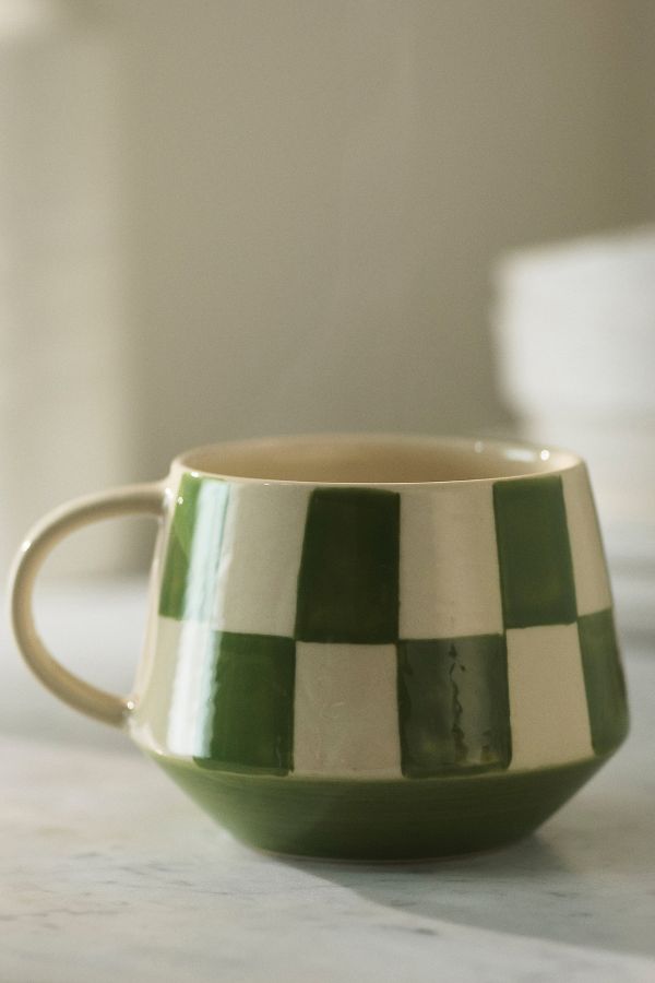 Slide View: 1: Checkered Stoneware Mug