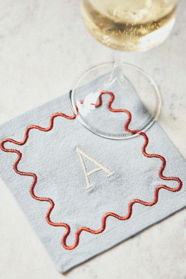 Slide View: 2: Monogram Cotton Cocktail Napkins, Set of 4