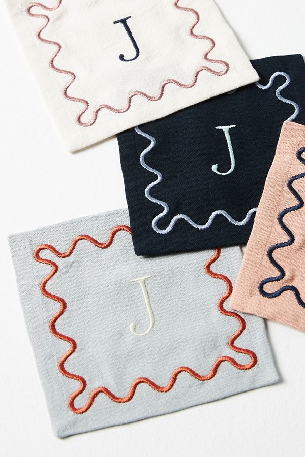 Slide View: 1: Monogram Cotton Cocktail Napkins, Set of 4