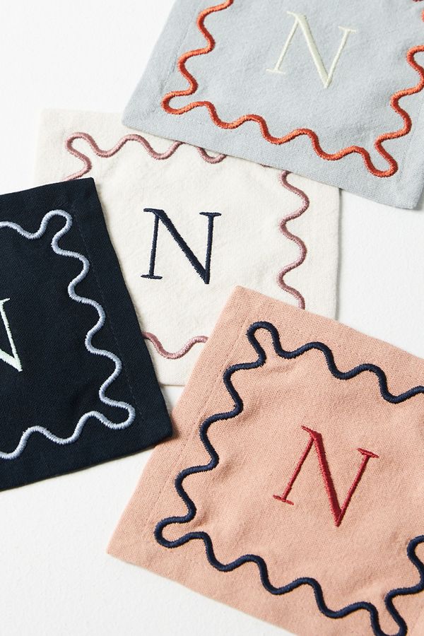 Slide View: 1: Monogram Cotton Cocktail Napkins, Set of 4