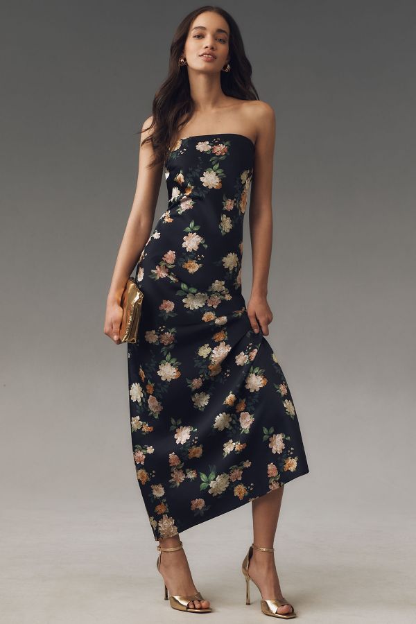 Slide View: 1: BHLDN Mia Strapless Satin Column Maxi Dress