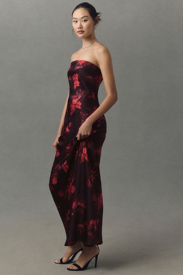 Slide View: 1: BHLDN Mia Strapless Satin Column Maxi Dress