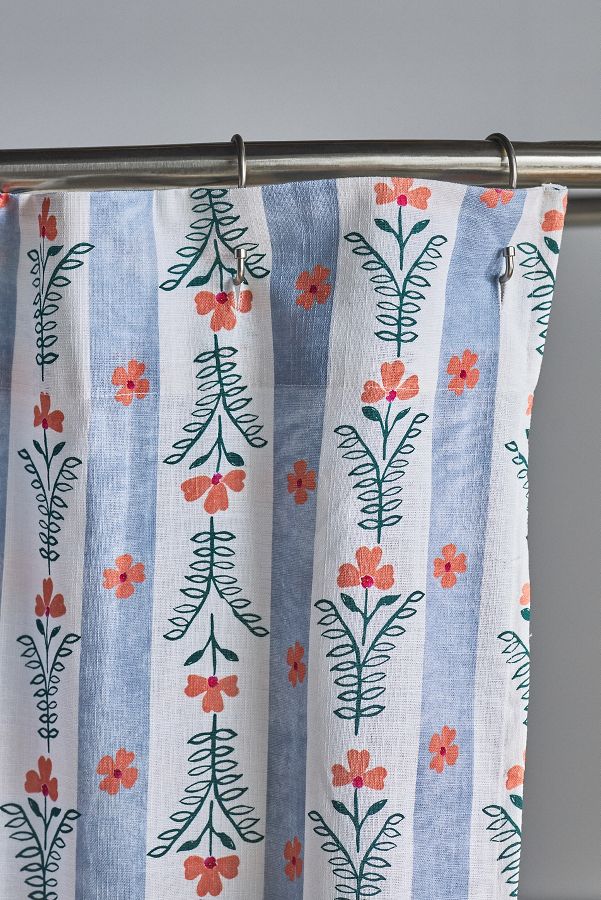 Slide View: 3: Lanie Printed Cotton Slub Shower Curtain