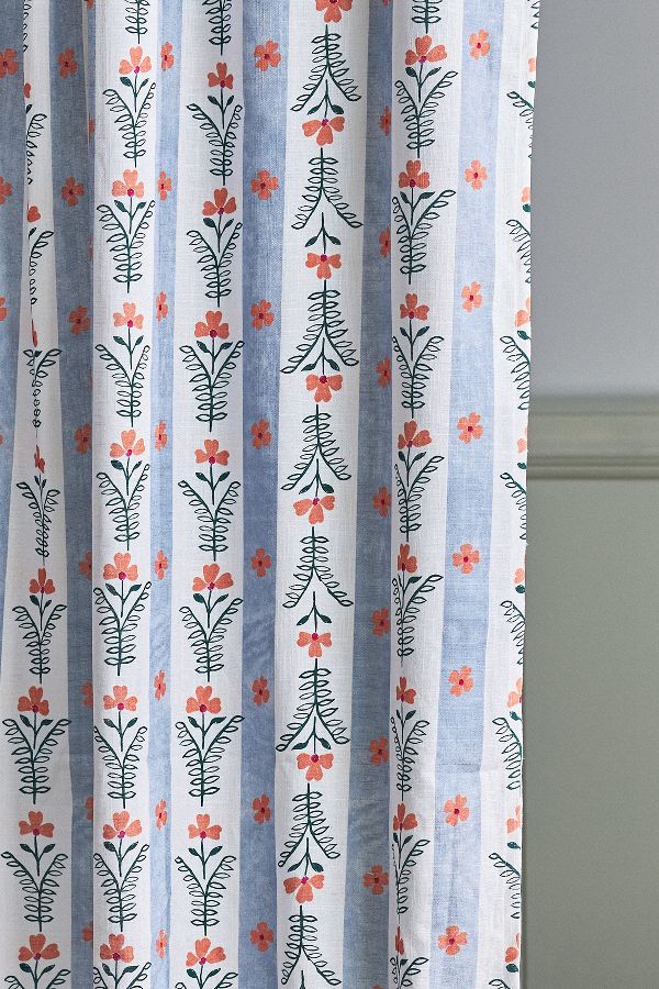 Slide View: 4: Lanie Printed Cotton Slub Shower Curtain