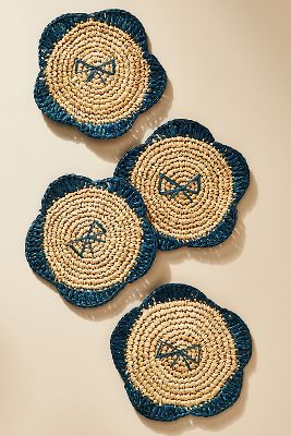 Handwoven Bow Coasters, Set of 4