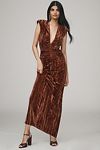 Thumbnail View 1: Ronny Kobo Hayley V-Neck Column Velvet Maxi Dress