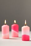 Thumbnail View 1: Pink Stories Dip Dye Neon Pillar Candles, Set of 3