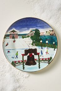 Slide View: 1: Holiday in the City Stoneware Dessert Plate
