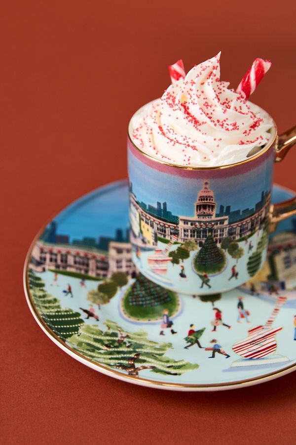 Slide View: 2: Holiday in the City Stoneware Dessert Plate
