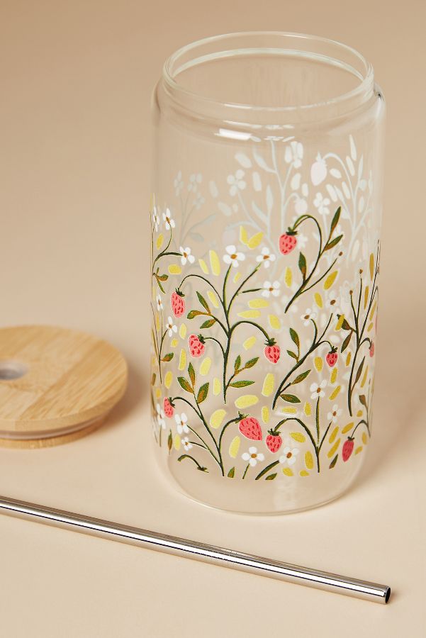 Slide View: 3: Glass Tumbler with Lid