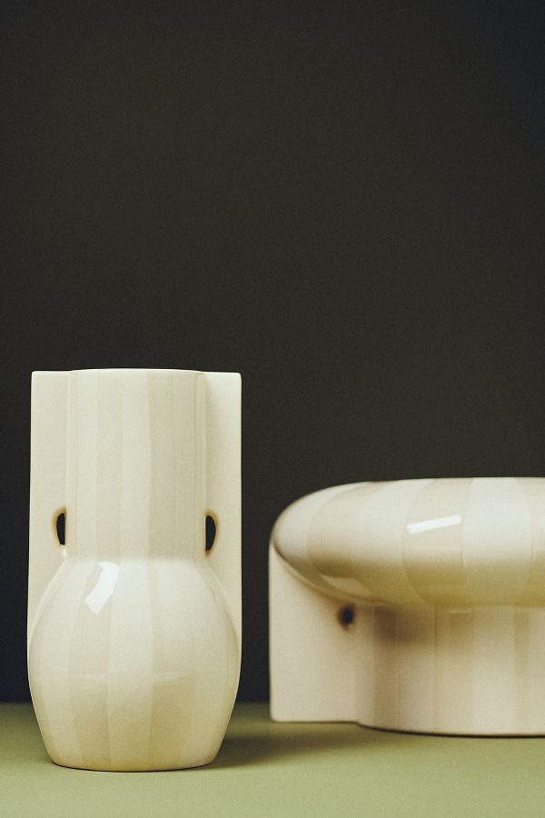 Slide View: 2: Tonal Striped Ceramic Vase