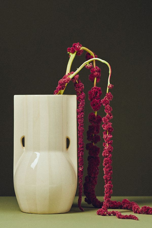 Slide View: 1: Tonal Striped Ceramic Vase