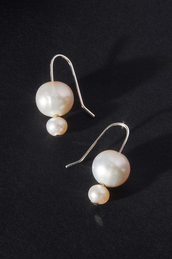 Slide View: 1: Maslo Double Orb Pearl Earrings