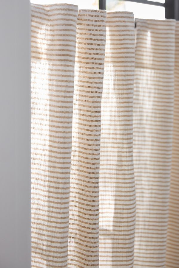 Slide View: 2: Mindra Striped Cotton Café Curtains, Set of 2