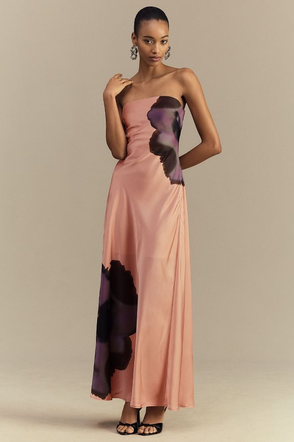 Slide View: 1: Hutch Strapless Column Satin Maxi Dress