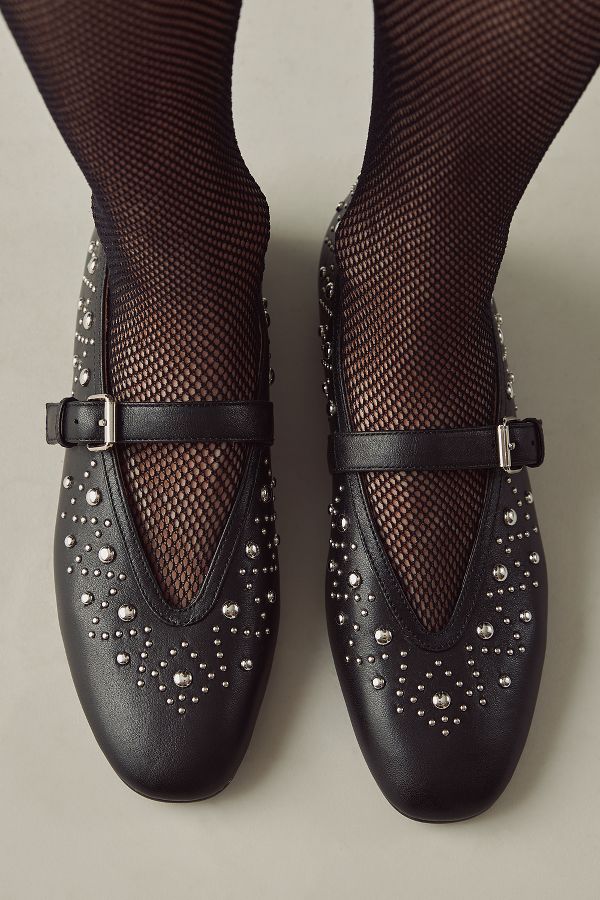 Slide View: 1: Bibi Lou Studded Mary Jane Flats