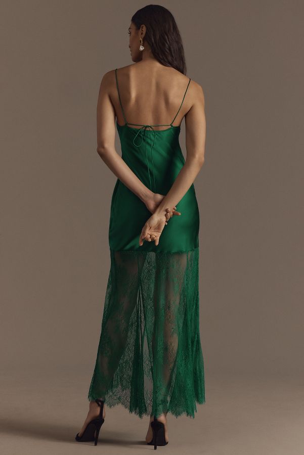 Slide View: 2: Shona Joy Elle Cowl-Neck Silk Lace Maxi Dress