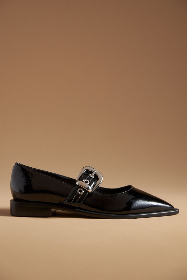 Slide View: 1: Maeve Pointed-Toe Moto Mary Jane Flats