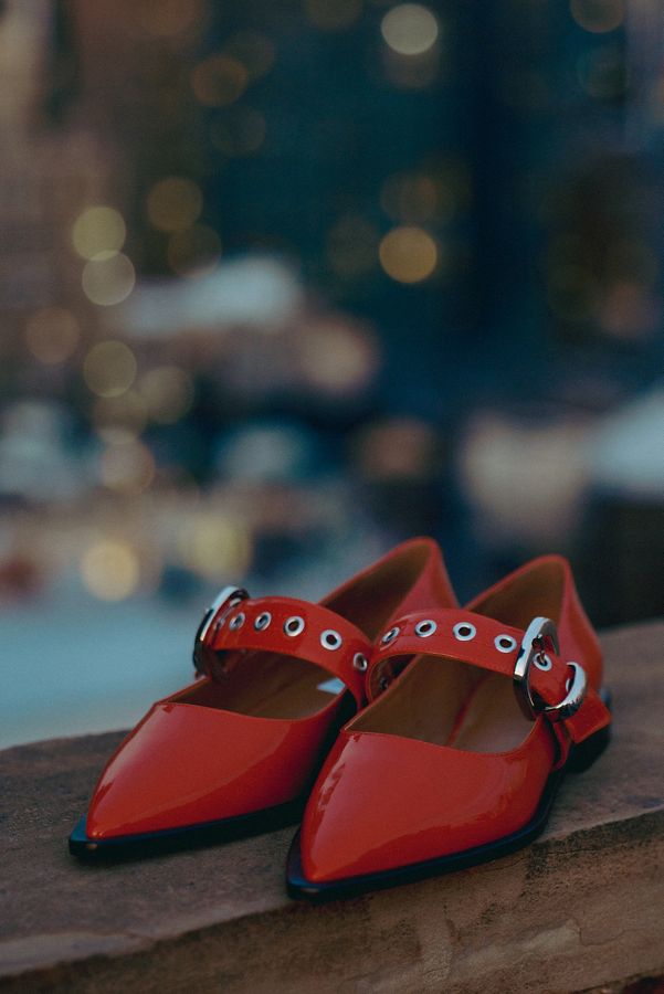 Slide View: 5: Maeve Pointed-Toe Moto Mary Jane Flats