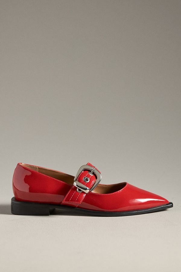 Slide View: 2: Maeve Pointed-Toe Moto Mary Jane Flats