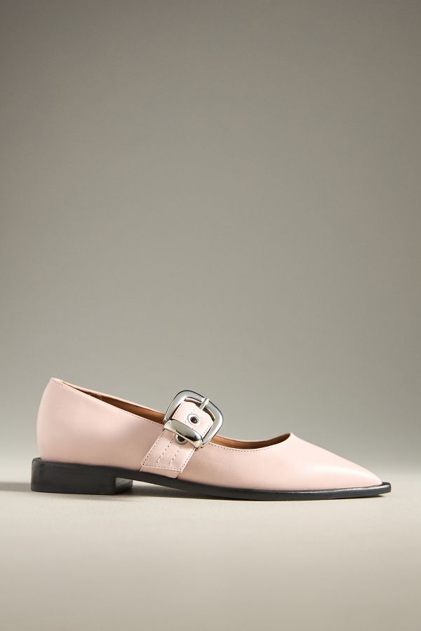 Slide View: 2: Maeve Pointed-Toe Moto Mary Jane Flats