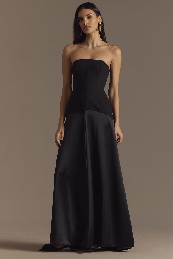 Slide View: 1: Shona Joy Adri Strapless Paneled Maxi Dress