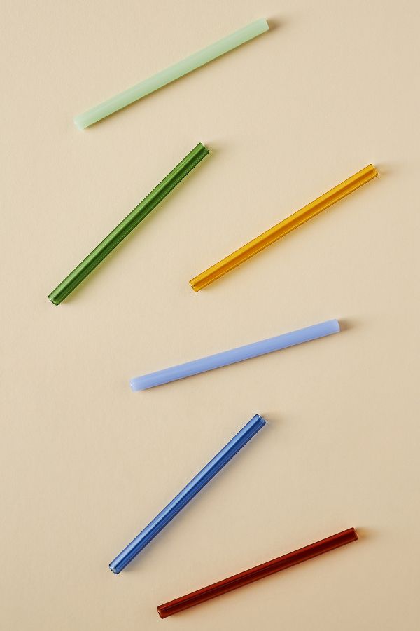 Slide View: 2: Here's How Glass Cocktail Straws, Set of 6