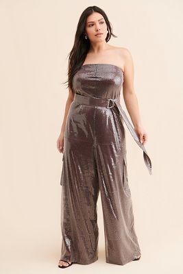 Eloquii Sequin Cargo Jumpsuit