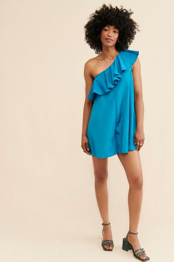 Slide View: 4: Sunday in Brooklyn One-Shoulder Ruffled Romper