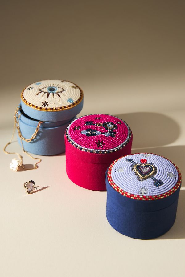 Slide View: 3: Fortune Beaded Lidded Jewelry Box