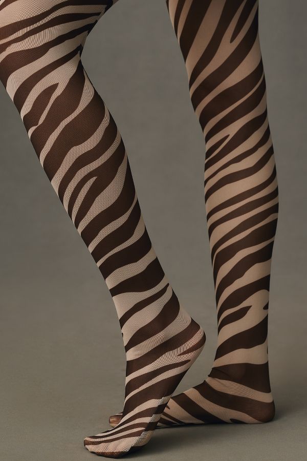 Slide View: 2: Cynthia Rowley Zebra Printed Tights