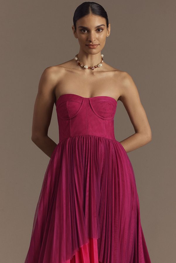 Slide View: 3: Hutch Calloway Strapless Bustier Tulle Maxi Dress