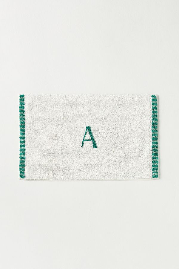 Slide View: 1: Monogram Embroidered Cotton Bath Mat