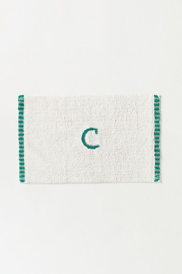 Slide View: 1: Monogram Embroidered Cotton Bath Mat