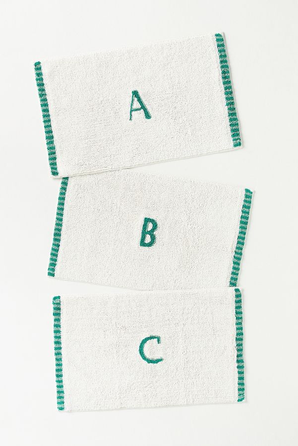 Slide View: 1: Monogram Embroidered Cotton Bath Mat