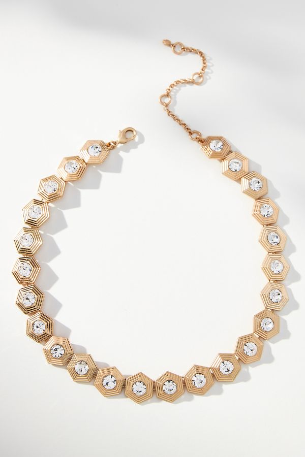 Slide View: 1: Crystal Hexagons Necklace