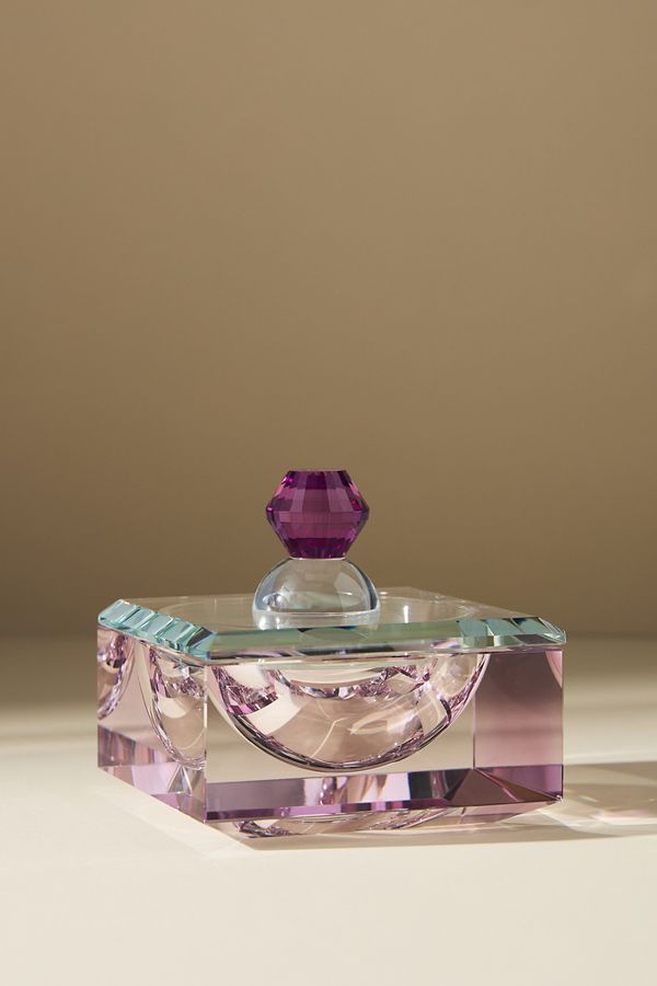 Slide View: 1: Cut Glass Lidded Trinket Box