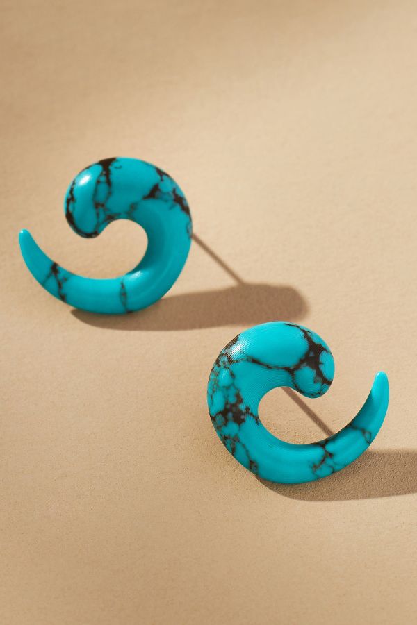 Slide View: 1: Marble Hoop Earrings