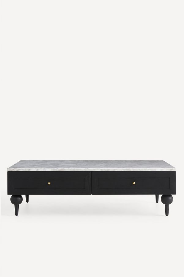 Slide View: 1: Fern 54" Marble-Top Coffee Table