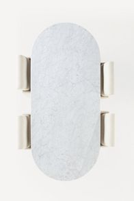 Slide View: 6: Fern Oval 96" Marble Dining Table