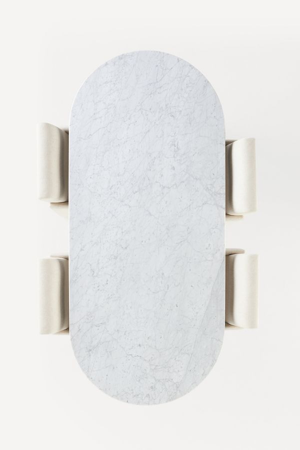 Slide View: 6: Fern Oval 96" Marble Dining Table