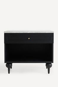 Slide View: 1: Fern Marble-Top One-Drawer Open Nightstand