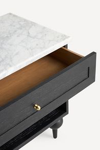 Slide View: 3: Fern Marble-Top One-Drawer Open Nightstand