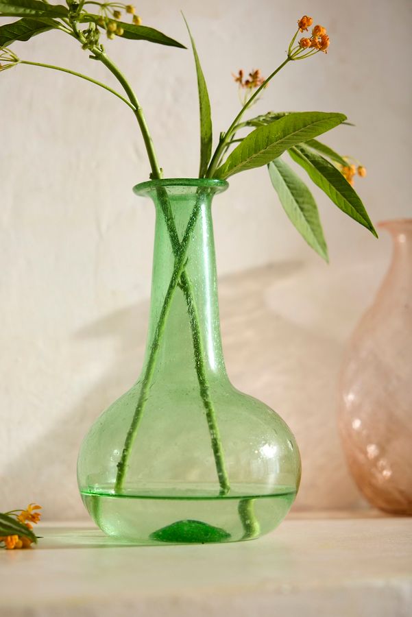 Slide View: 1: Recycled Glass Vase, Moss