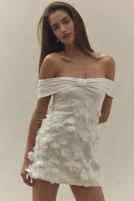 BHLDN Off-The-Shoulder 3D Floral Mini Dress