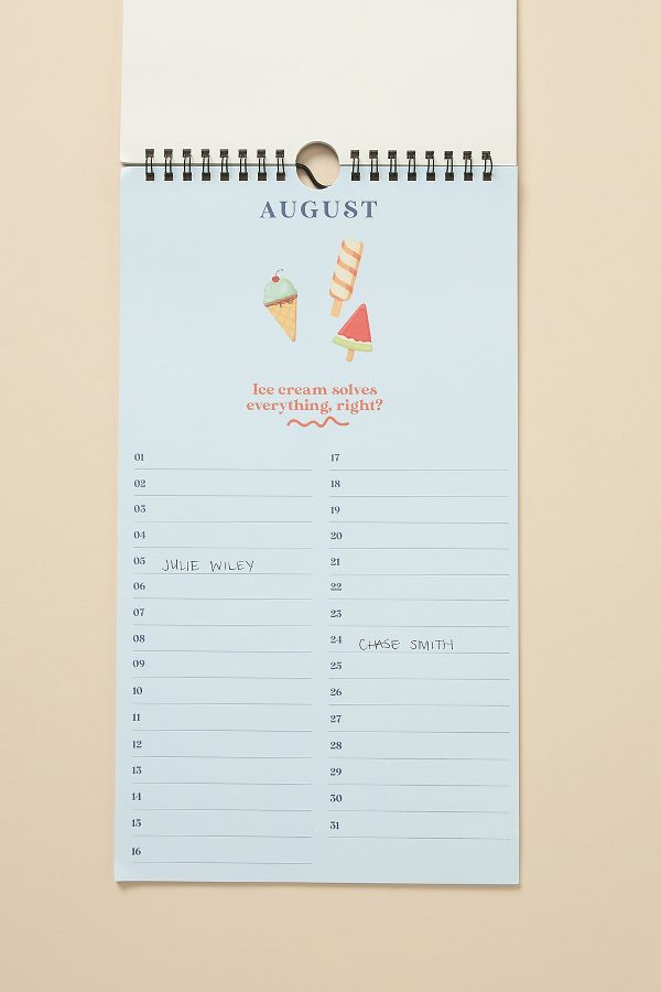 Slide View: 2: A-Journal Birthday Calendar