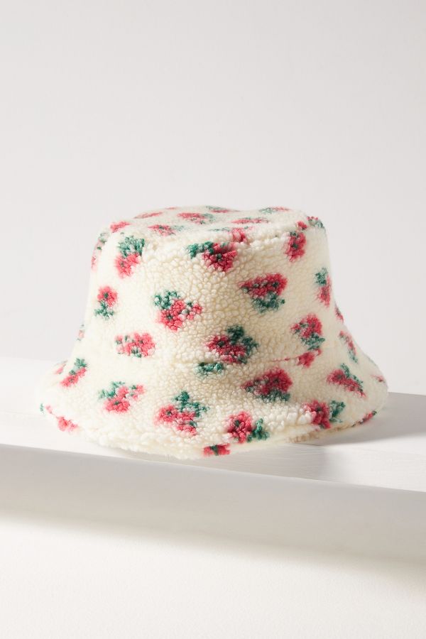 Slide View: 1: Chapeau seau sherpa à fleurs By Anthropologie